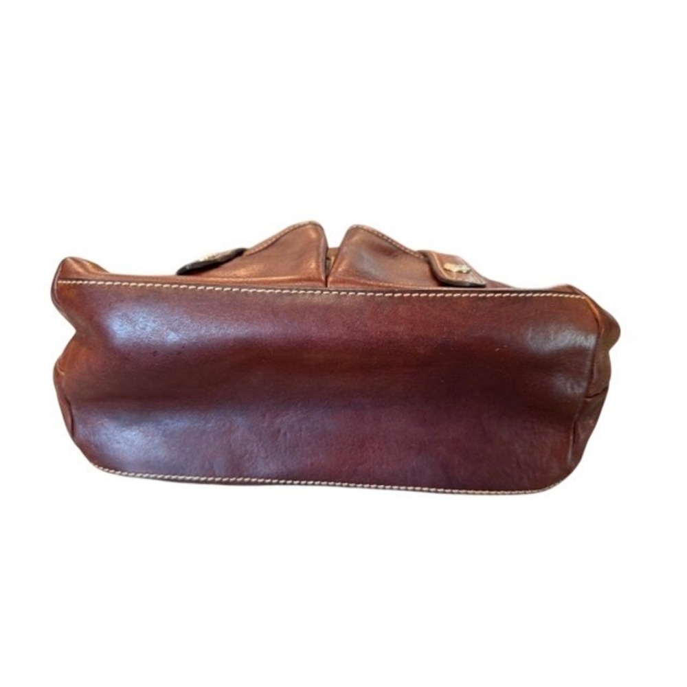 Dooney & Bourke Florentine Vacchetta Leather Hobo Bag Brown Shoulder Bag Pockets - Picture 6 of 10